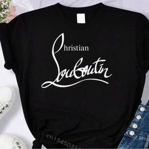 Christian Louboutin Black Tee with White Logo